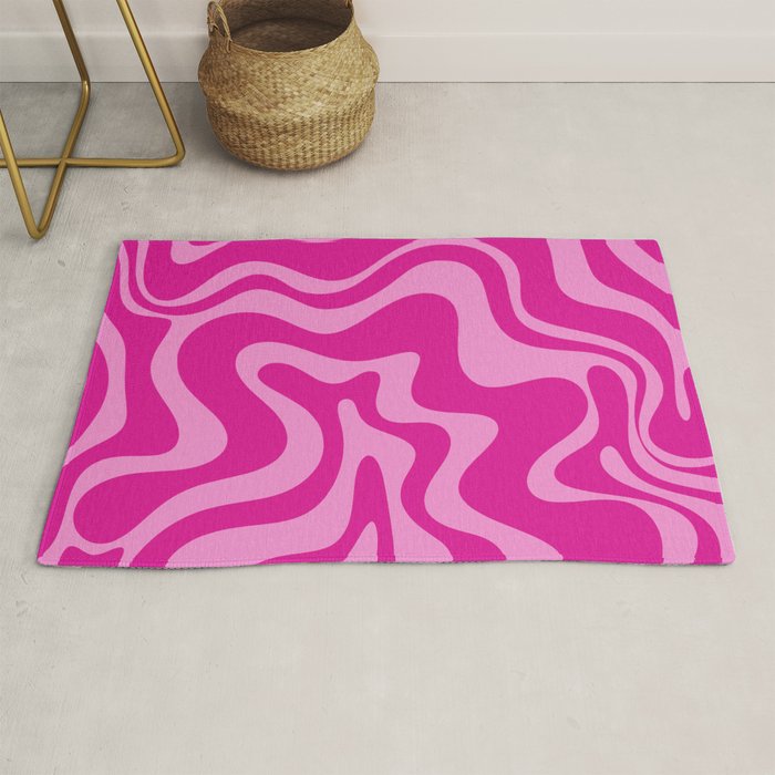Retro Liquid Swirl Abstract Pattern in Y2K Deep Pinks Rug Gallery Image 1