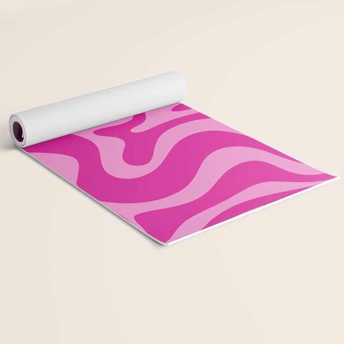 Retro Liquid Swirl Abstract Pattern in Y2K Deep Pinks Yoga Mat Gallery Image 2