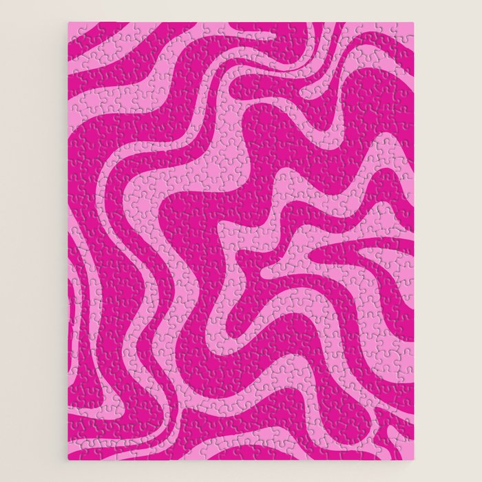 Retro Liquid Swirl Abstract Pattern in Y2K Deep Pinks Jigsaw Puzzle Gallery Image 1