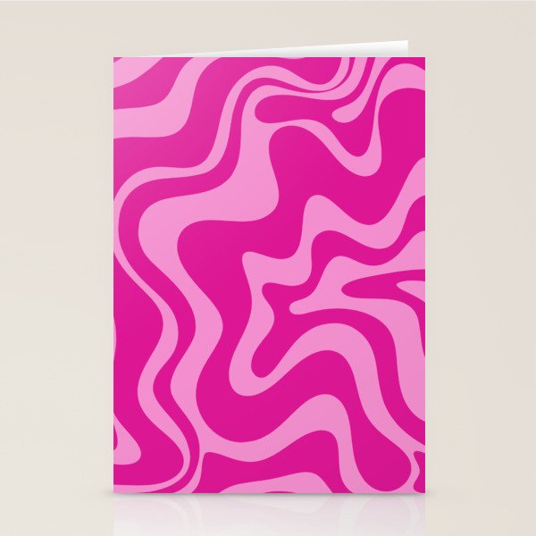 Retro Liquid Swirl Abstract Pattern in Y2K Deep Pinks Stationery Card Gallery Image 1