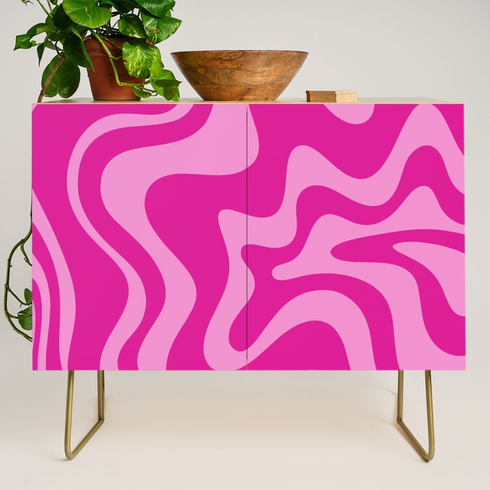 Retro Liquid Swirl Abstract Pattern in Y2K Deep Pinks Credenza Gallery Image 1