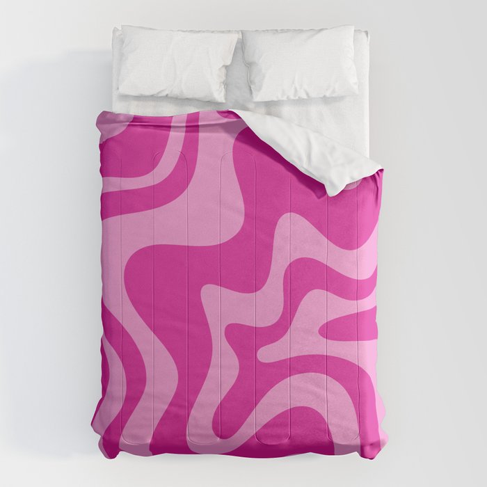 Retro Liquid Swirl Abstract Pattern in Y2K Deep Pinks Comforter Gallery Image 1