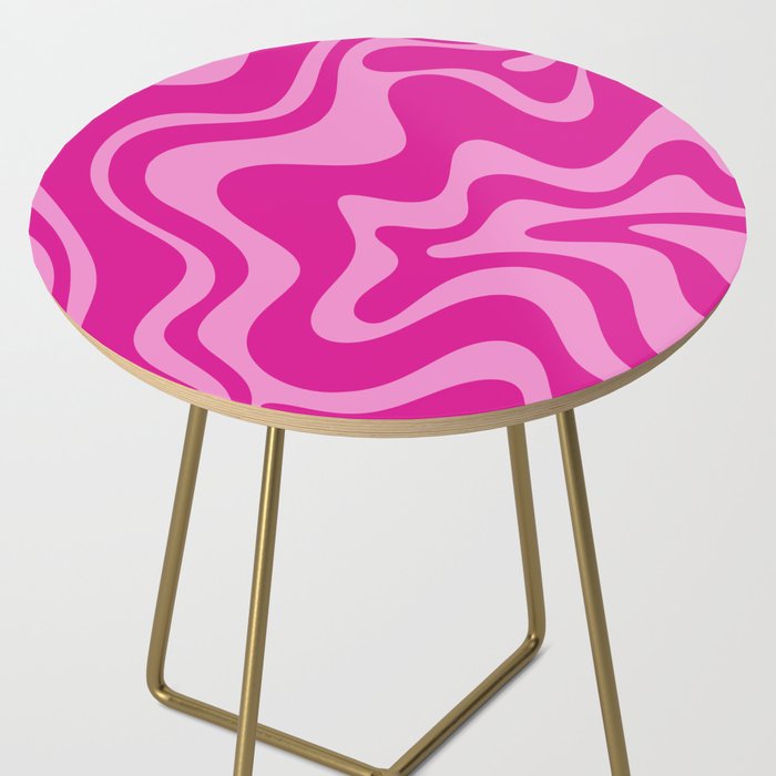 Retro Liquid Swirl Abstract Pattern in Y2K Deep Pinks Side Table Gallery Image 2