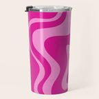 Retro Liquid Swirl Abstract Pattern in Y2K Deep Pinks Travel Mug Gallery Image 3