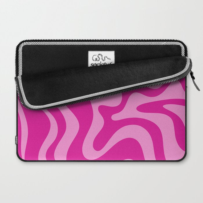 Retro Liquid Swirl Abstract Pattern in Y2K Deep Pinks Laptop Sleeve Gallery Image 2
