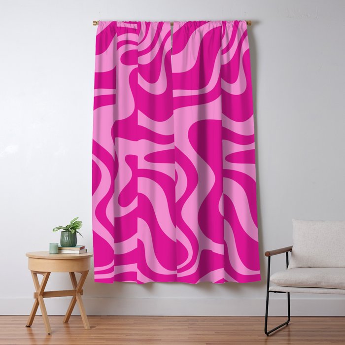 Retro Liquid Swirl Abstract Pattern in Y2K Deep Pinks Window Curtain Gallery Image 5