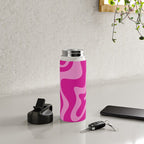 Retro Liquid Swirl Abstract Pattern in Y2K Deep Pinks Water Bottle Gallery Image 4