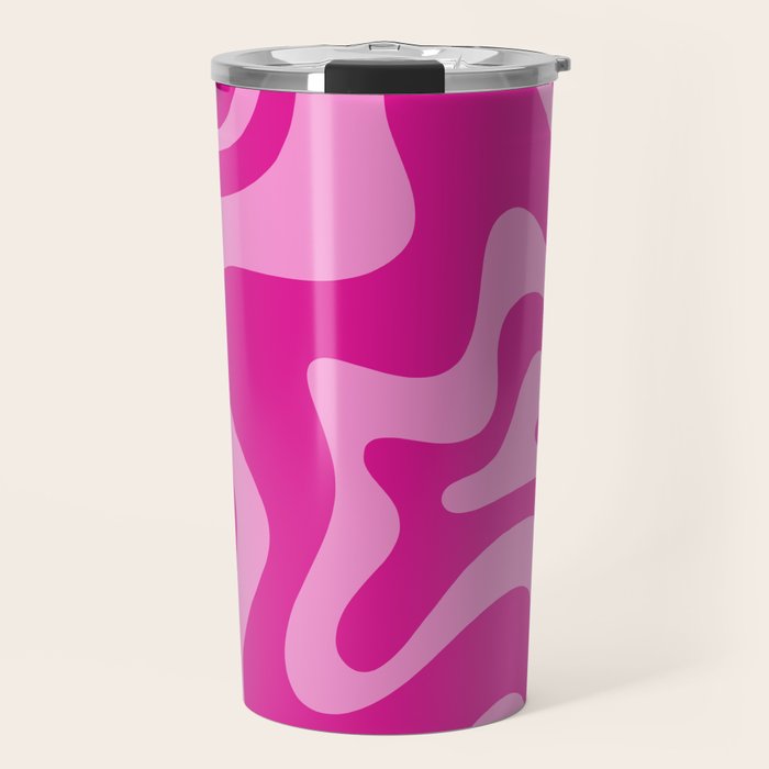 Retro Liquid Swirl Abstract Pattern in Y2K Deep Pinks Travel Mug Gallery Image 1