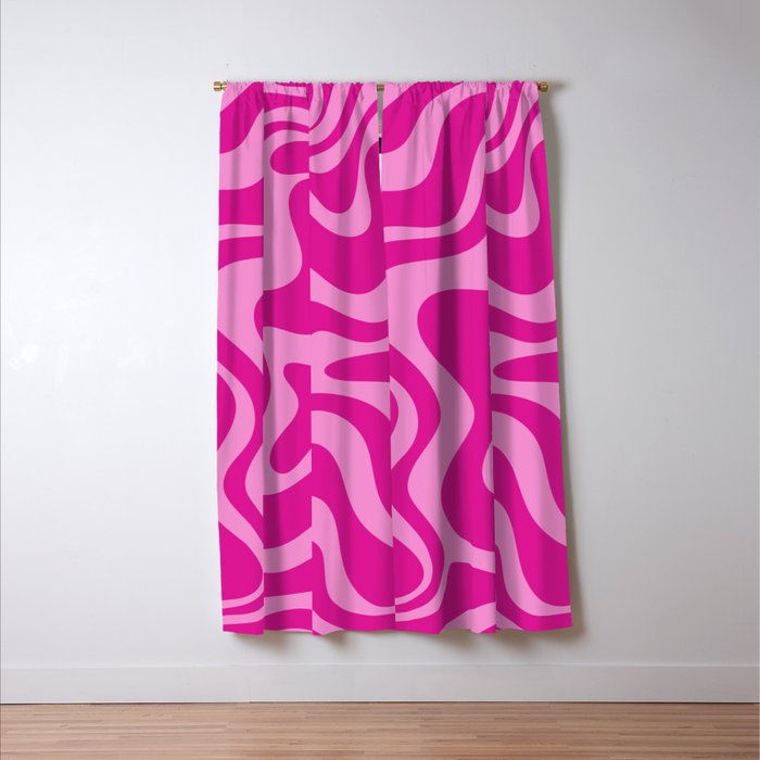 Retro Liquid Swirl Abstract Pattern in Y2K Deep Pinks Window Curtain Gallery Image 3