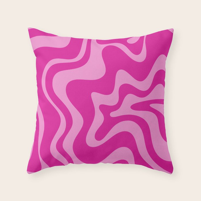 Retro Liquid Swirl Abstract Pattern in Y2K Deep Pinks Throw Pillow Gallery Image 6
