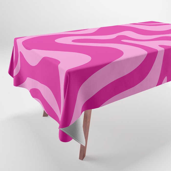 Retro Liquid Swirl Abstract Pattern in Y2K Deep Pinks Tablecloth Gallery Image 1