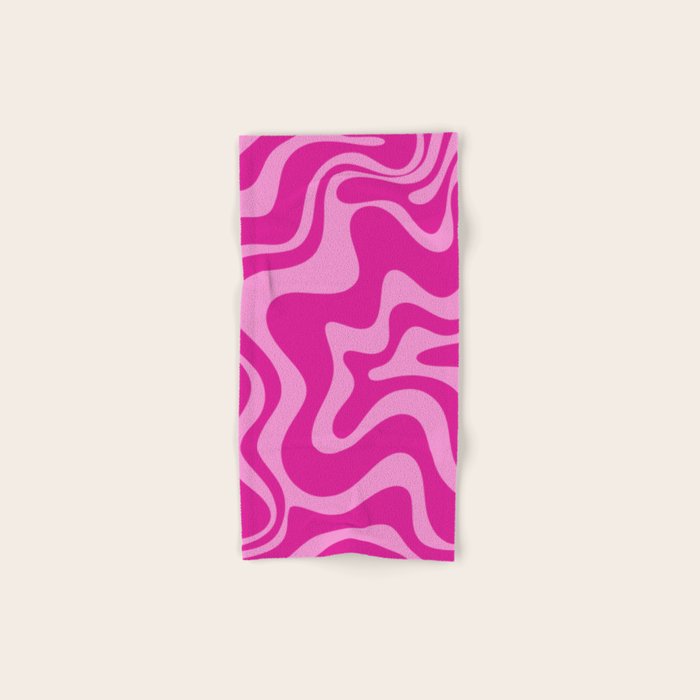 Retro Liquid Swirl Abstract Pattern in Y2K Deep Pinks Bath Towel Gallery Image 1