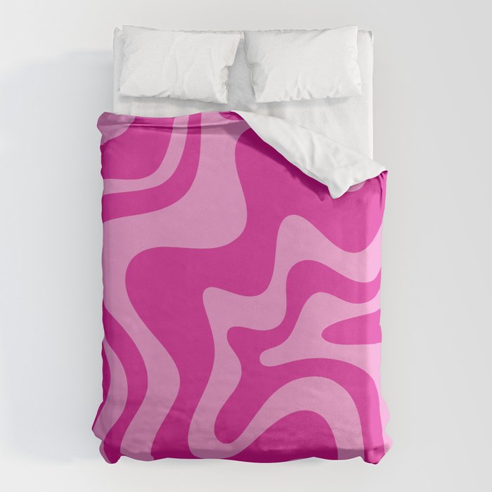 Retro Liquid Swirl Abstract Pattern in Y2K Deep Pinks Duvet Cover Gallery Image 1