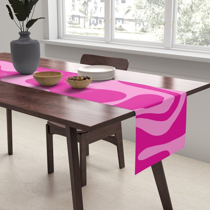 Retro Liquid Swirl Abstract Pattern in Y2K Deep Pinks Table Runner Gallery Image 2