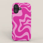 Retro Liquid Swirl Abstract Pattern in Y2K Deep Pinks iPhone Case Gallery Image 1
