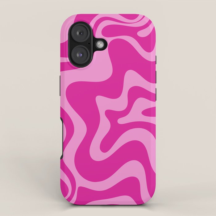 Retro Liquid Swirl Abstract Pattern in Y2K Deep Pinks iPhone Case Gallery Image 1