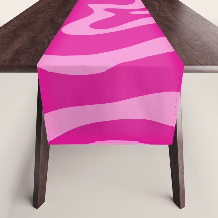 Retro Liquid Swirl Abstract Pattern in Y2K Deep Pinks Table Runner Gallery Image 1