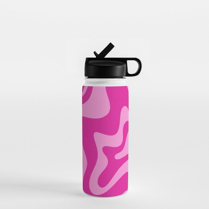 Retro Liquid Swirl Abstract Pattern in Y2K Deep Pinks Water Bottle Gallery Image 1