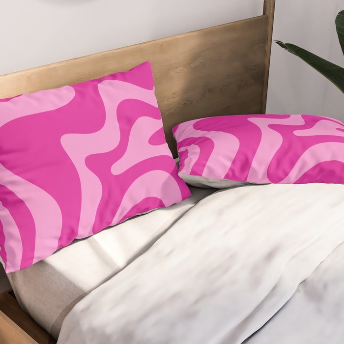 Retro Liquid Swirl Abstract Pattern in Y2K Deep Pinks Pillow Sham Gallery Image 2