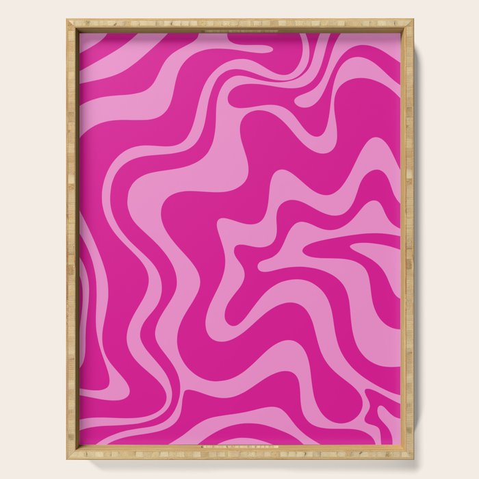 Retro Liquid Swirl Abstract Pattern in Y2K Deep Pinks Serving Tray Gallery Image 1