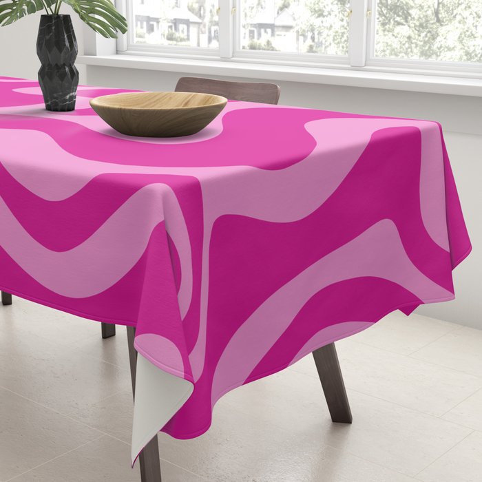 Retro Liquid Swirl Abstract Pattern in Y2K Deep Pinks Tablecloth Gallery Image 3