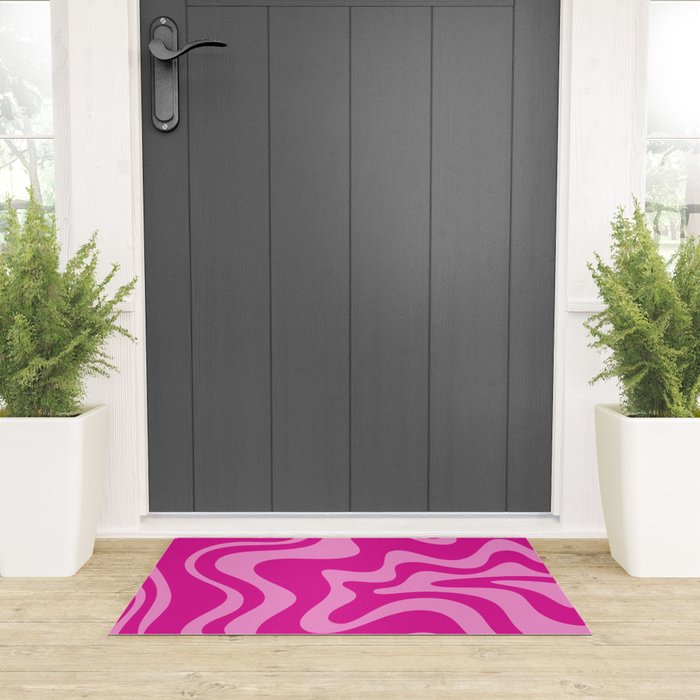 Retro Liquid Swirl Abstract Pattern in Y2K Deep Pinks Welcome Mat Gallery Image 3