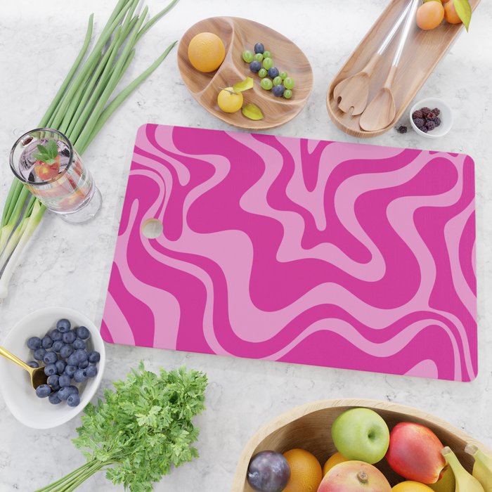 Retro Liquid Swirl Abstract Pattern in Y2K Deep Pinks Cutting Board Gallery Image 2