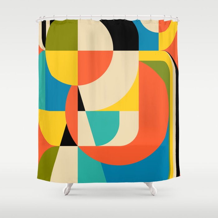 Geometric Figurative Shower Curtain Gallery Image 1