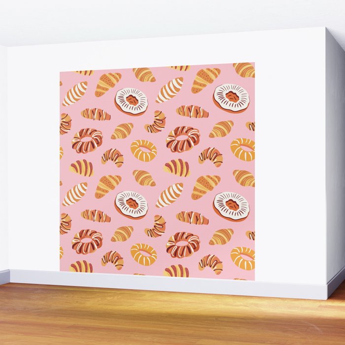 Vintage sweet bakery pastry food art pattern Wall Mural Gallery Image 2