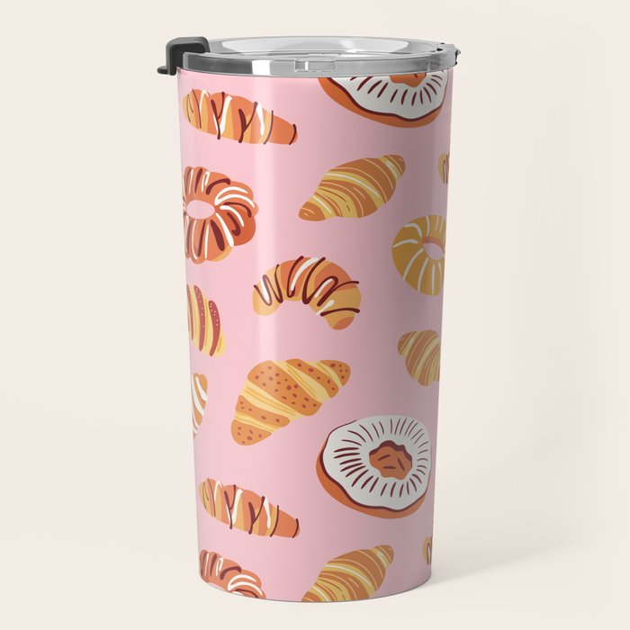 Vintage sweet bakery pastry food art pattern Travel Mug Gallery Image 3