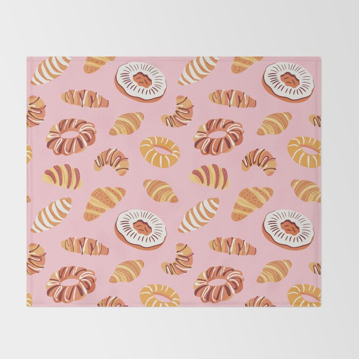 Vintage sweet bakery pastry food art pattern Throw Blanket Gallery Image 2