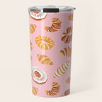 Vintage sweet bakery pastry food art pattern Travel Mug Gallery Image 1