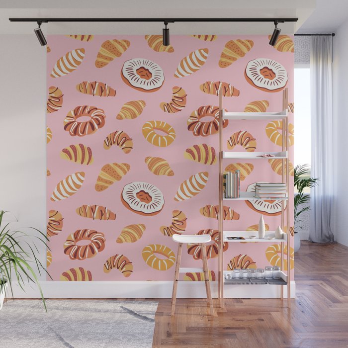 Vintage sweet bakery pastry food art pattern Wall Mural Gallery Image 1