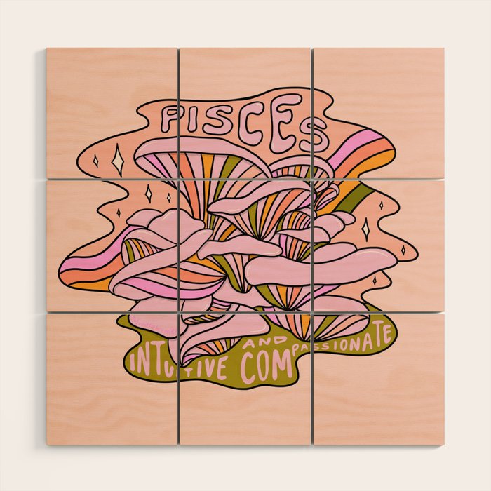 Pisces Mushroom Wood Wall Art Gallery Image 1