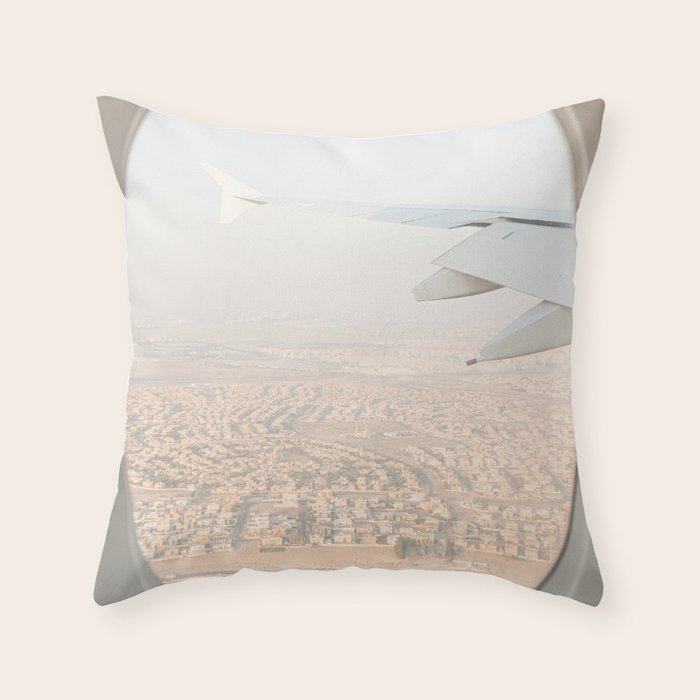 Pastel Plane Window View Photo | Summer Holiday Dubai Air Art Print | Adventure Travel Photography Throw Pillow Gallery Image 6