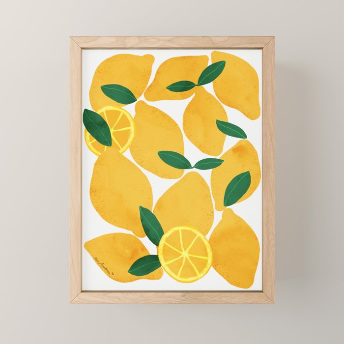 lemon mediterranean still life Mini Art Print Gallery Image 1