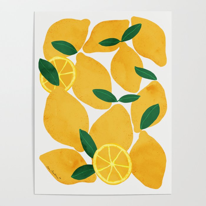 lemon mediterranean still life Poster Gallery Image 1