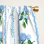 Hydrangea blue and white stripes coastal style Window Curtain Gallery Image 2