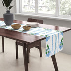 Hydrangea blue and white stripes coastal style Table Runner Gallery Image 2