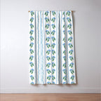 Hydrangea blue and white stripes coastal style Window Curtain Gallery Image 3