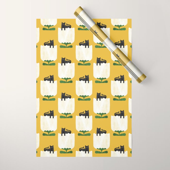 Still life with cat and flower Wrapping Paper Gallery Image 1