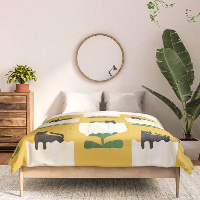 Still life with cat and flower Comforter Gallery Image 3