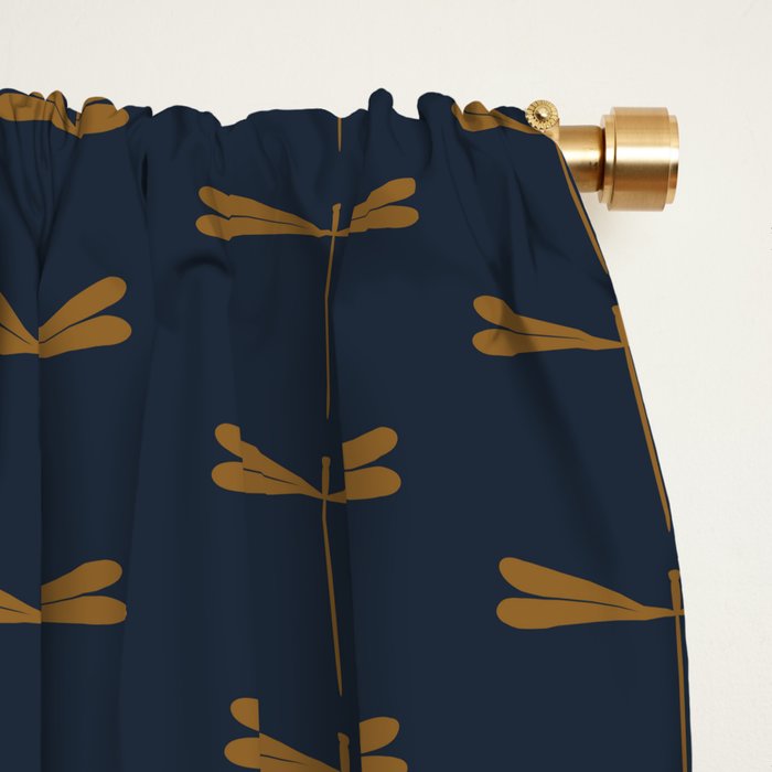 Dragonfly Pattern II Dark Blue Window Curtain Gallery Image 2