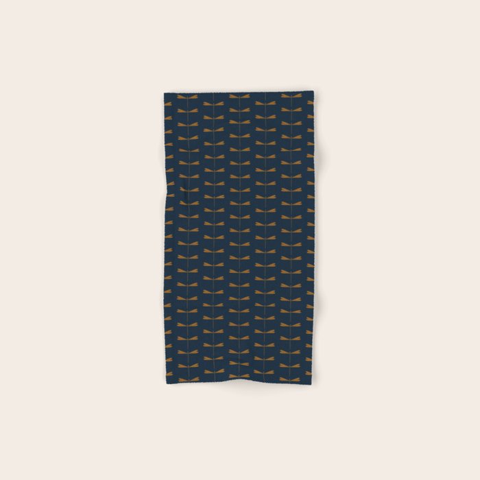 Dragonfly Pattern II Dark Blue Bath Towel Gallery Image 1