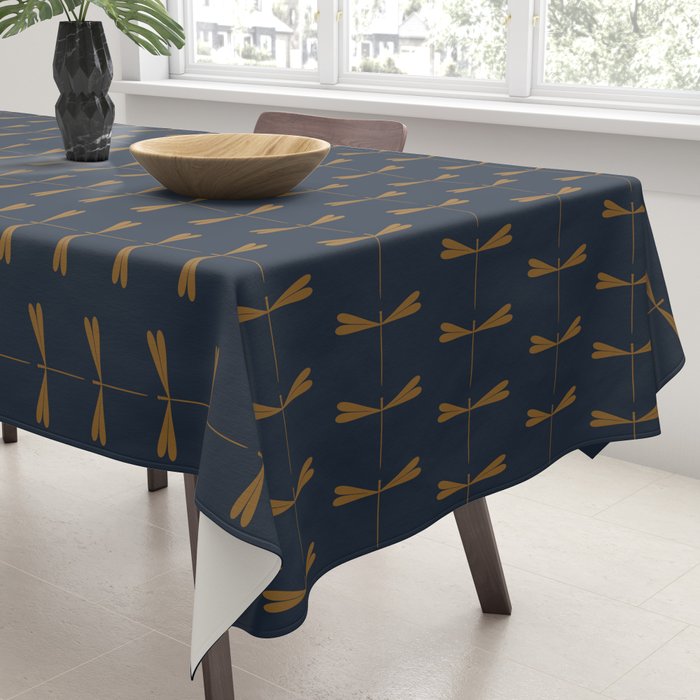 Dragonfly Pattern II Dark Blue Tablecloth Gallery Image 3