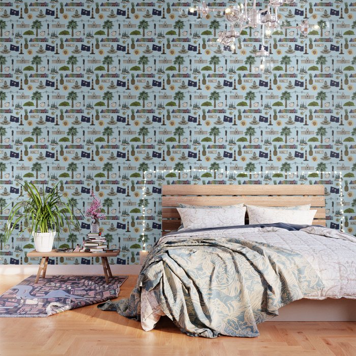 Charleston South Carolina Pattern - Blue Wallpaper Gallery Image 3