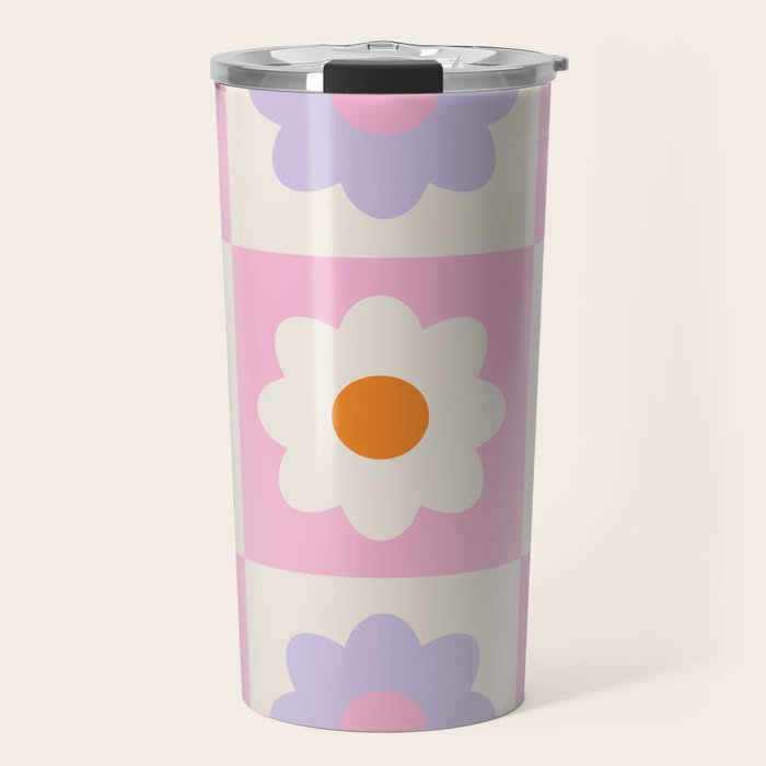 Retro Flower Pattern S Travel Mug Gallery Image 1