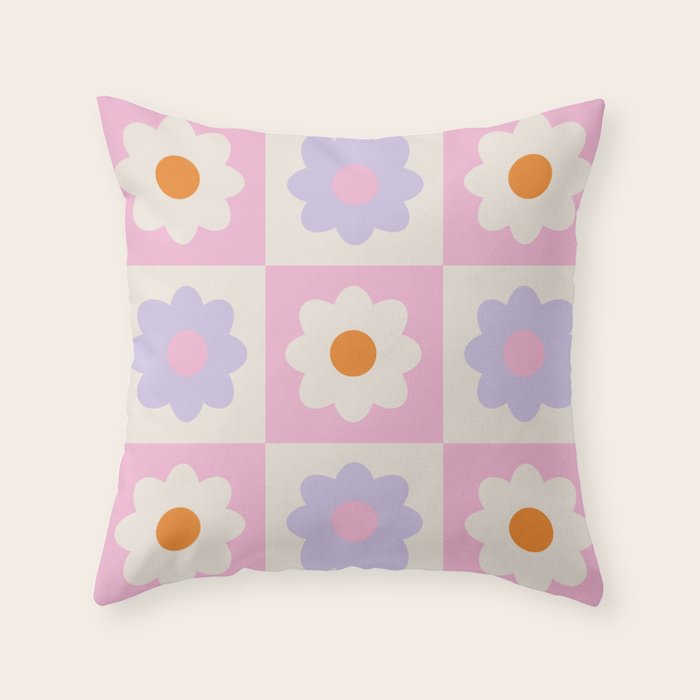 Retro Flower Pattern S Throw Pillow Gallery Image 6