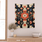 Floral Symphony of Elegance Stitch Pattern Wall Tapestry Gallery Image 2