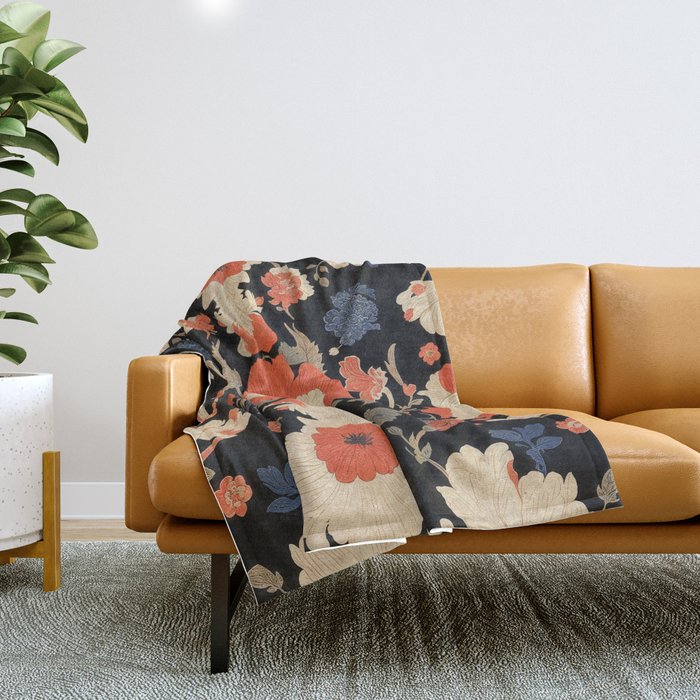 Floral Symphony of Elegance Stitch Pattern Throw Blanket Gallery Image 1
